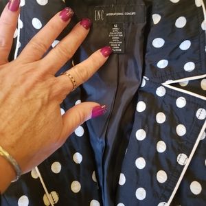 INC- sz12, black & white, polka dot, rain coat
